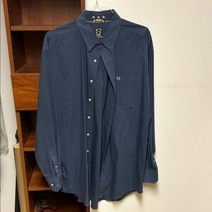 Navy Blue Men's Casual Button Down Shirt